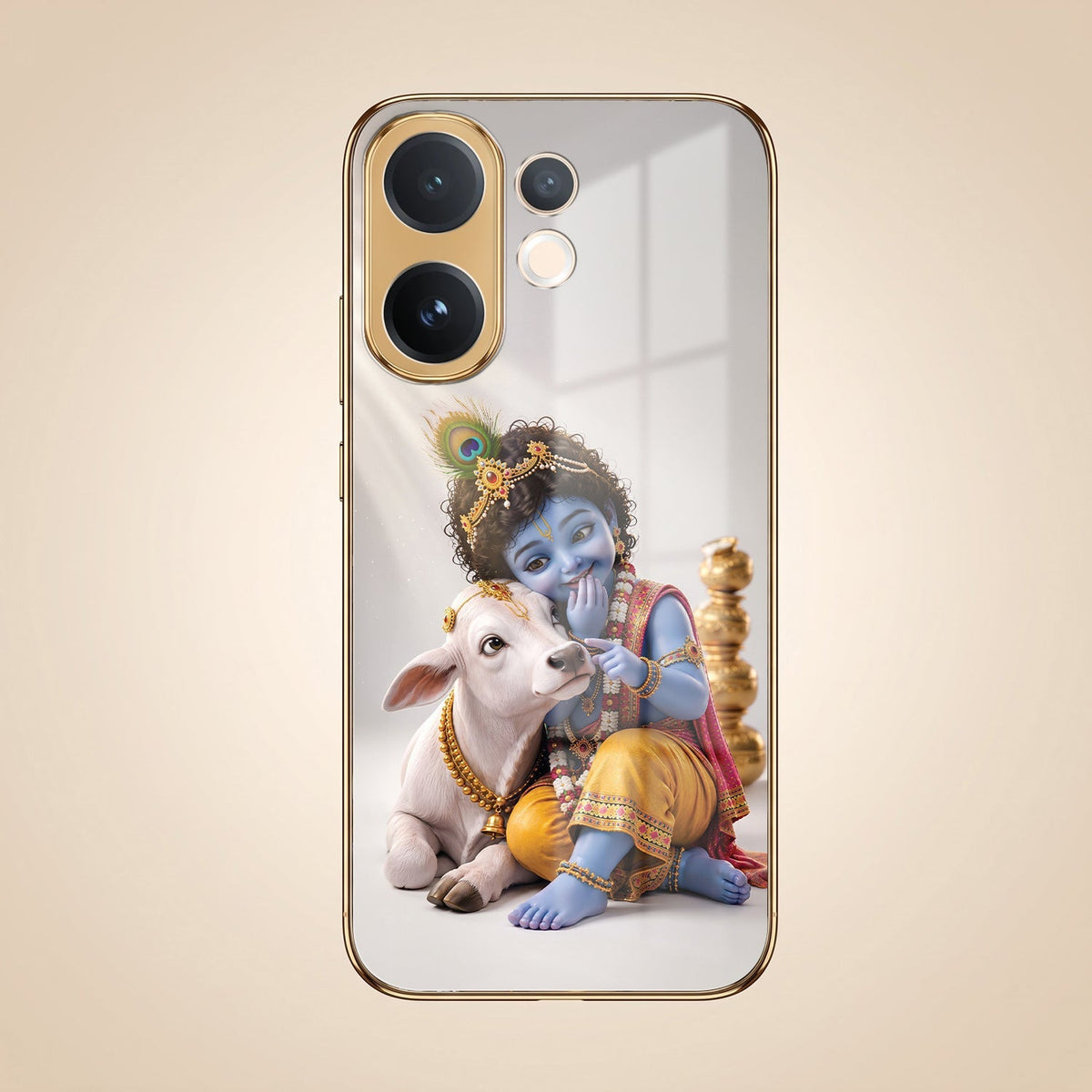 Vivo T4 Pro 5G Bal Krishna Blessings Gold Electroplated Glass Phone Back Case