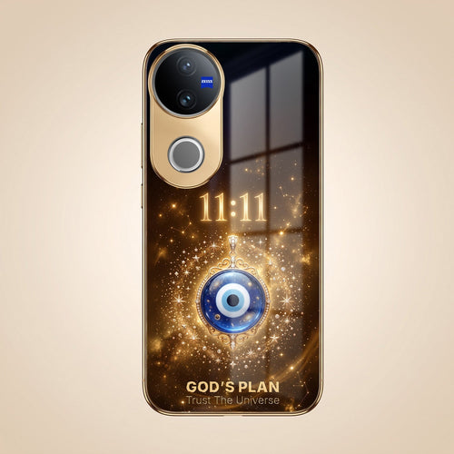 Vivo T4R 5G God’s Plan Evil Eye Gold Electroplated Glass Phone Back Case