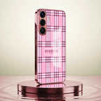 Samsung Galaxy A56 5G Burberry Classic Pink Electroplated Glass Phone Back Case
