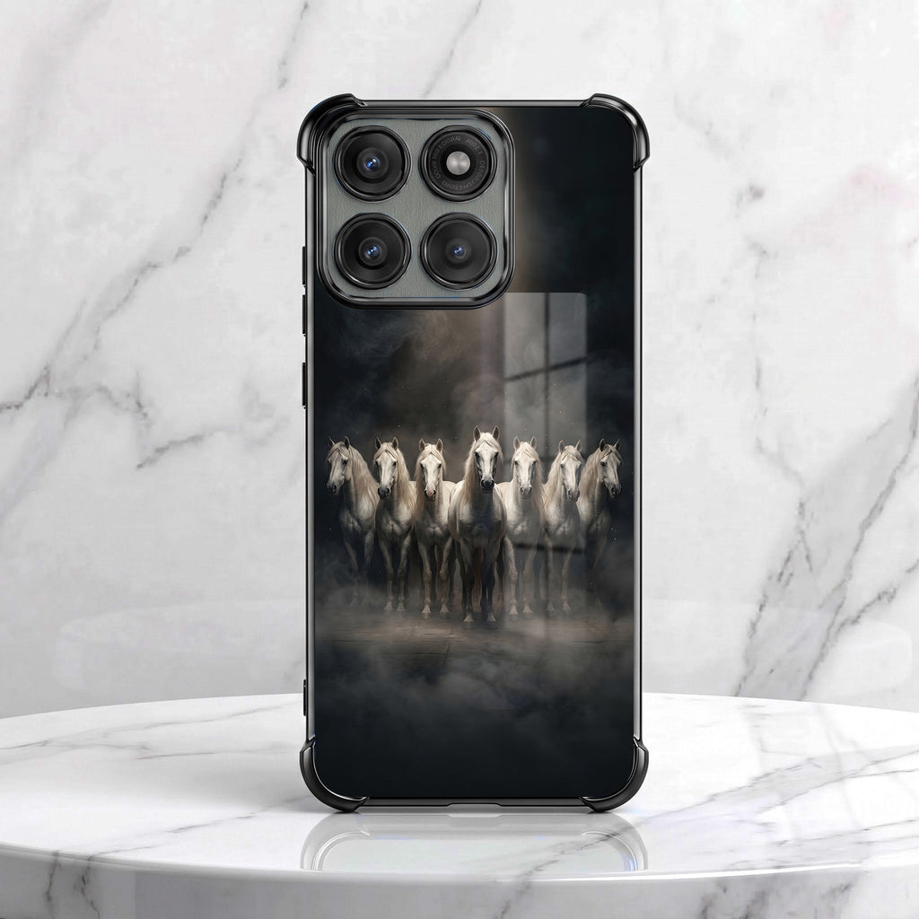 Motorola Edge 70 5G Running Horses Black Airbags Printed Back Case