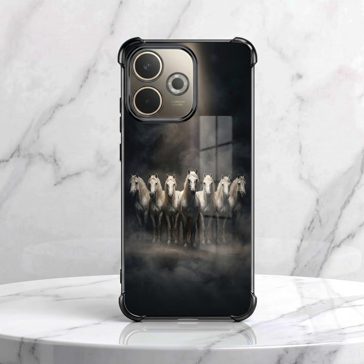 Oppo A5 Pro 5G Running Horses Black Airbags Printed Back Case