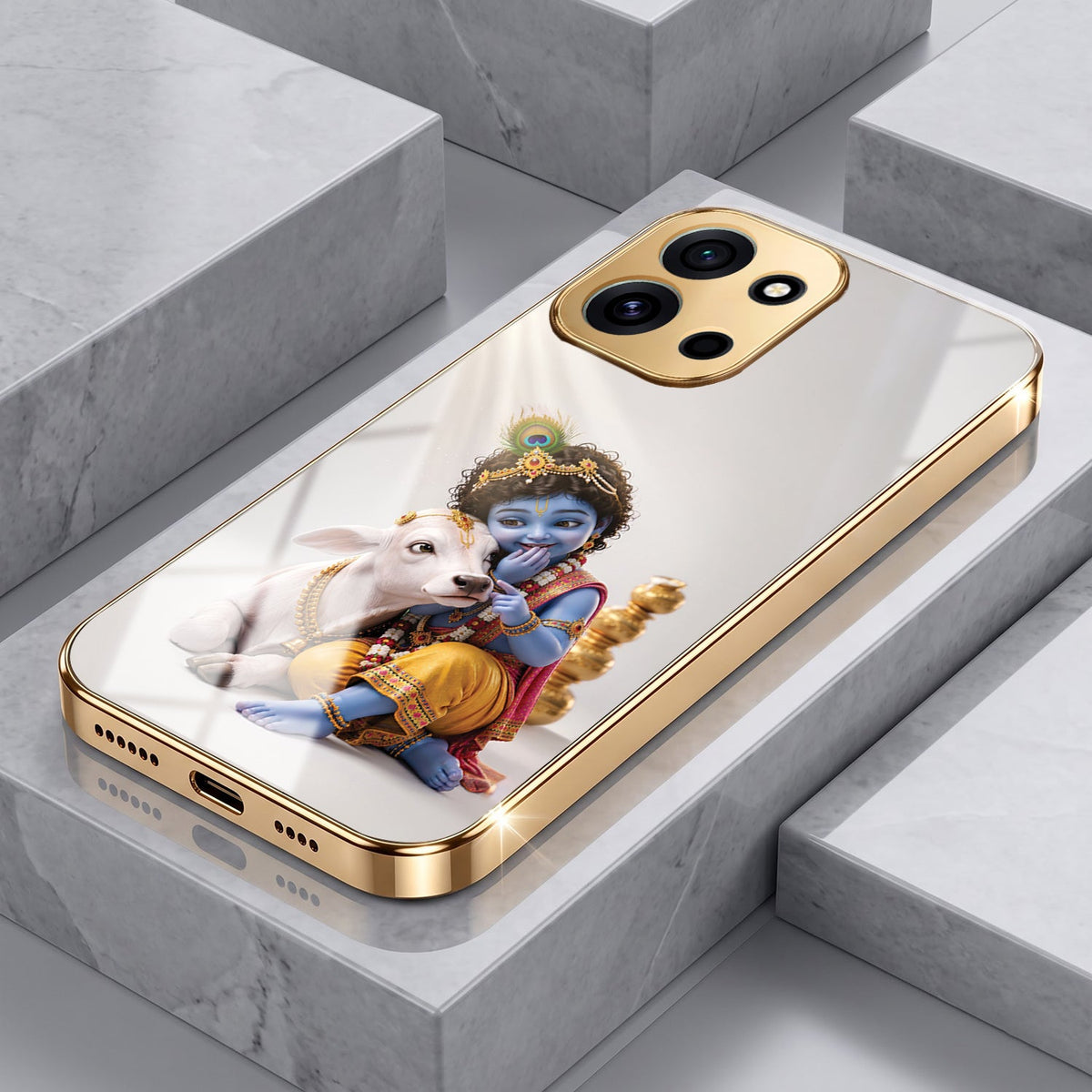 OnePlus Nord 6 5G Bal Krishna Blessings Gold Electroplated Glass Phone Back Case
