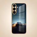 Samsung Galaxy A36 5G Porsche Luxury Gold Electroplated Glass Phone Back Case