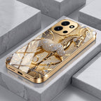 OnePlus Nord 6 5G Luxury Horse Texture Gold Electroplated Glass Phone Back Case