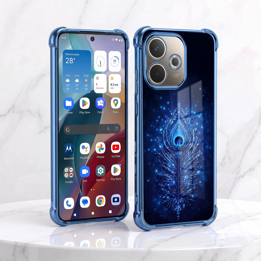 Oppo A5 Pro 5G Premium Peacock Feather Blue Airbags Printed Back Case