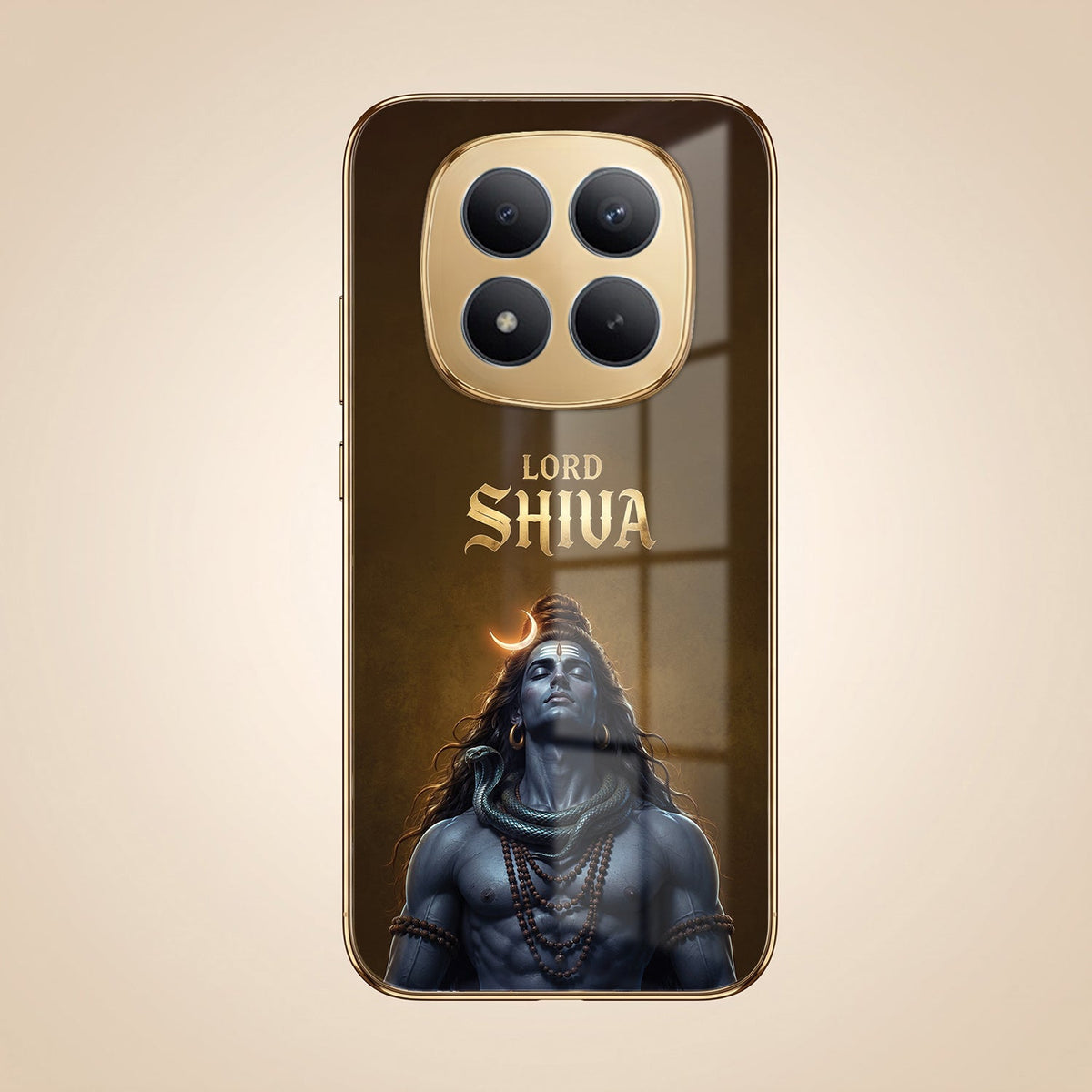 Redmi Note 15 Pro Plus 5G Lord Shiva Gold Electroplated Glass Phone Back Case