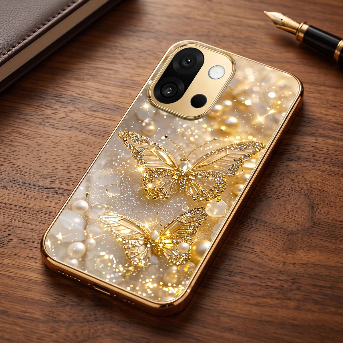 OnePlus 13s 5G Golden Butterfly Gold Electroplated Glass Phone Back Case