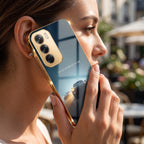 Oppo Reno 12 Pro 5G Porsche Luxury Gold Electroplated Glass Phone Back Case