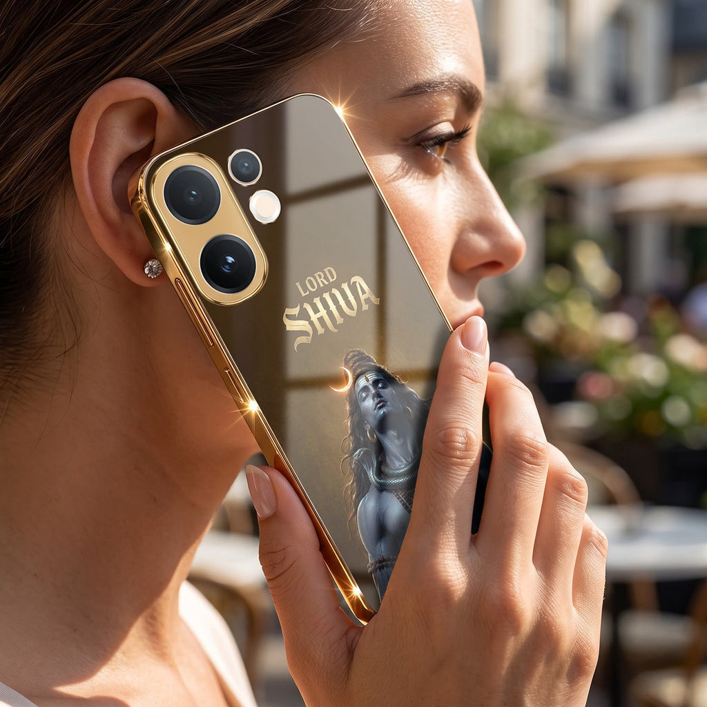 Vivo T4 Pro 5G Lord Shiva Gold Electroplated Glass Phone Back Case