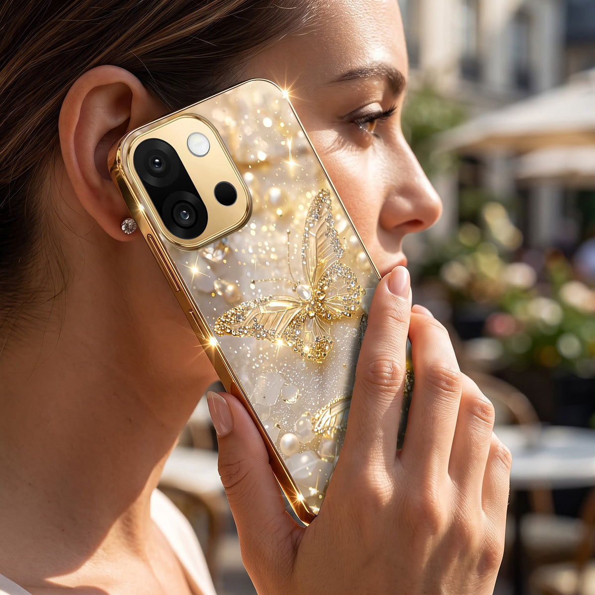 OnePlus 13s 5G Golden Butterfly Gold Electroplated Glass Phone Back Case