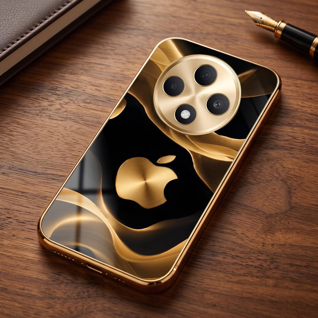 Oppo F27 Pro+ 5G Luxury Wave Gold Electroplated Glass Phone Back Case