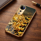 Vivo V40 Pro 5G Horses Royal Glory Gold Electroplated Glass Phone Back Case