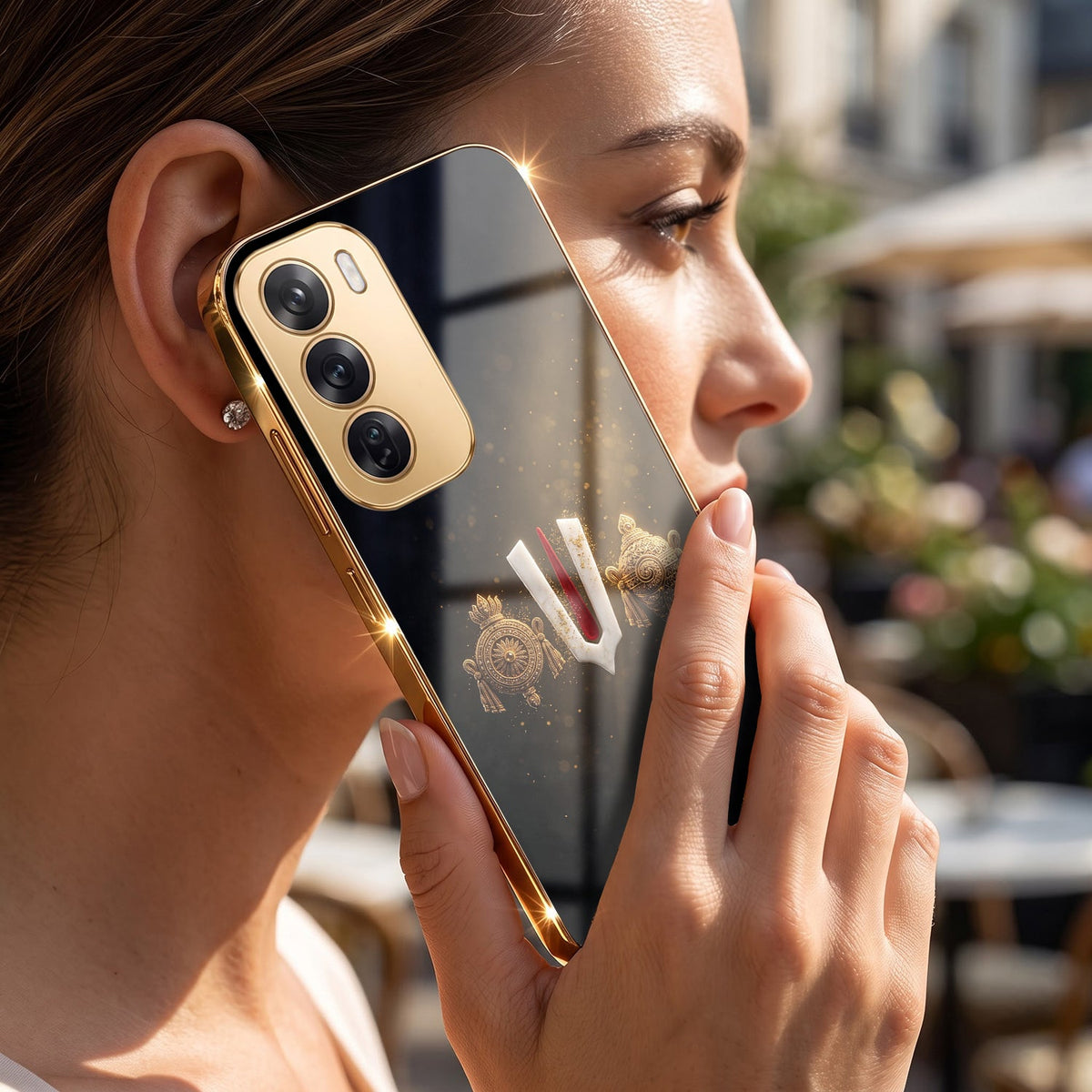 Oppo Reno 12 Pro 5G Royal Heritage Edition Gold Electroplated Glass Phone Back Case