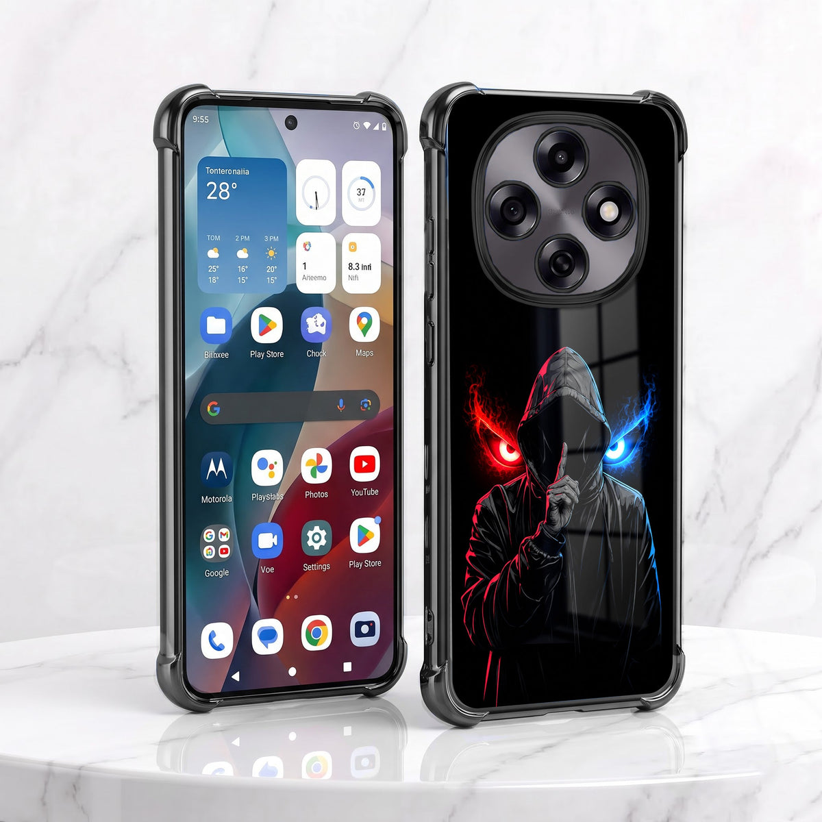 Oppo F31 Pro 5G Hooded Shadow Demon Black Airbags Printed Back Case