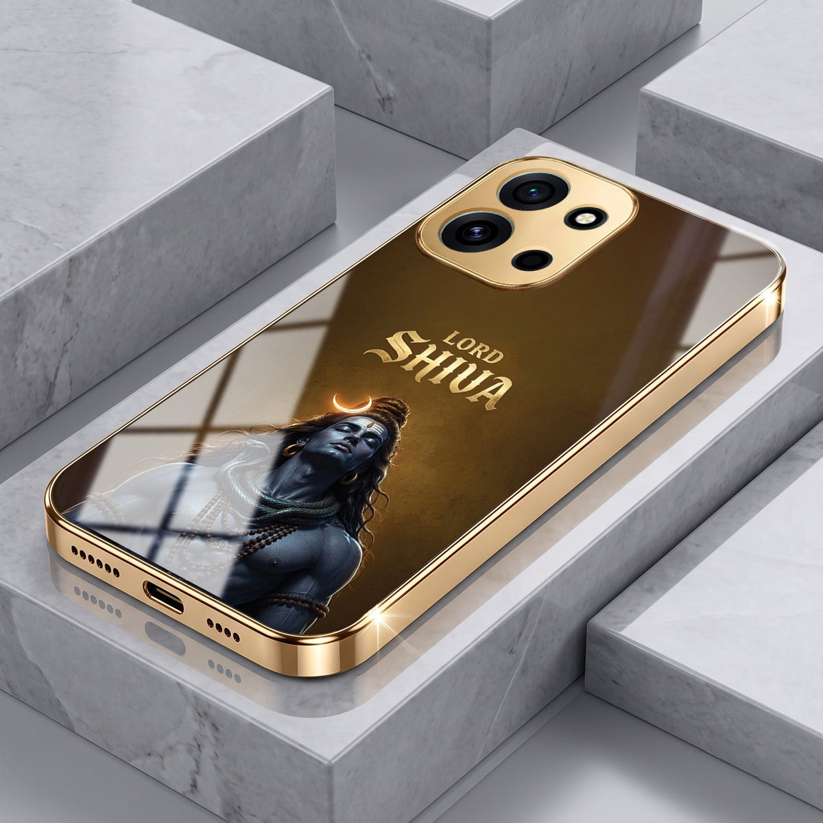 OnePlus Nord 6 5G Lord Shiva Gold Electroplated Glass Phone Back Case