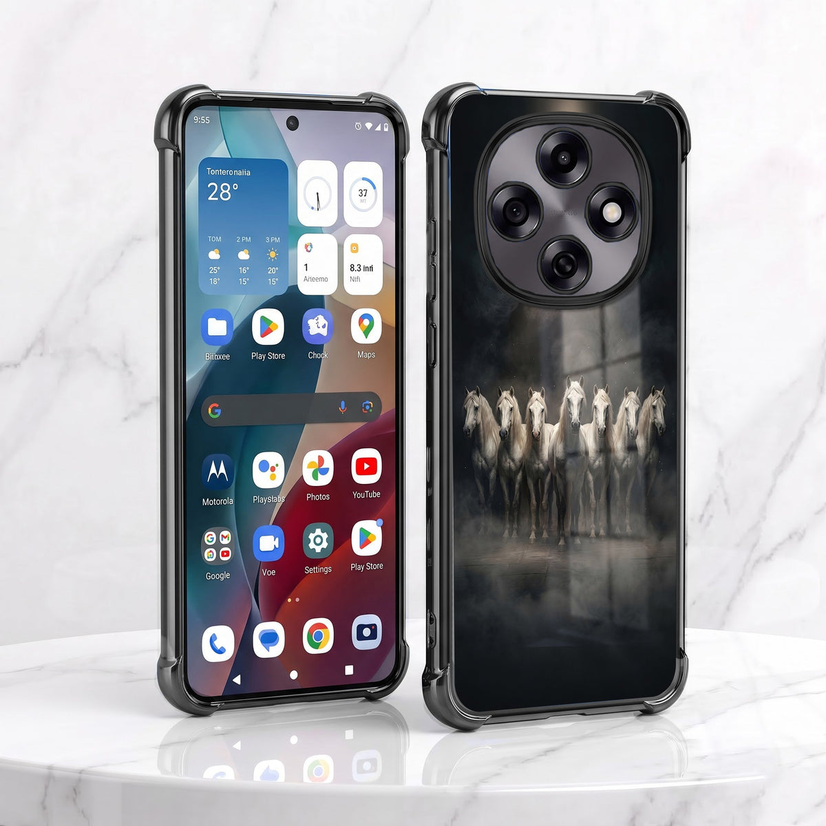 Oppo F31 Pro 5G Running Horses Black Airbags Printed Back Case