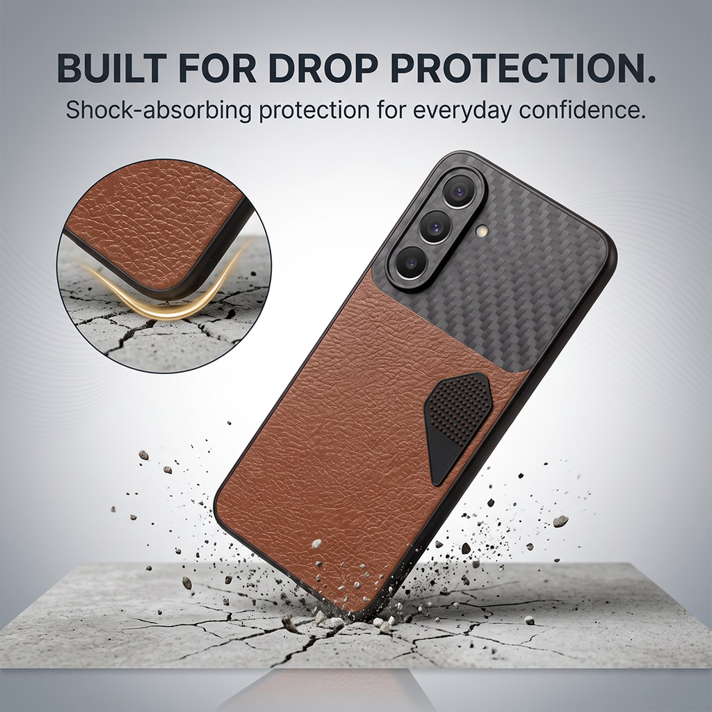 Samsung Galaxy A37 5G Carbon Fiber Heat Dissipation Leather Hybrid Phone Case