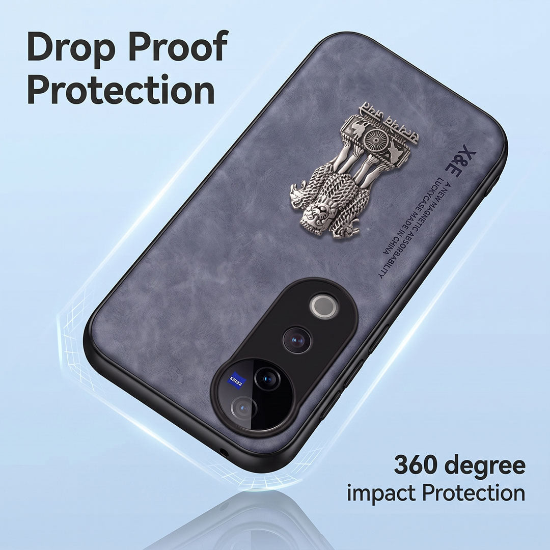 Vivo V40 Pro 5G Metal Emblem Satyamev Jayate Comfortable Sheepskin Phone Case