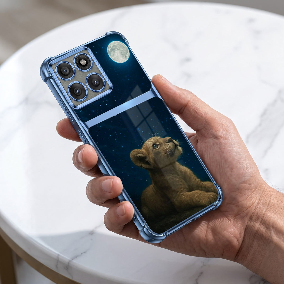 Motorola Edge 60 Pro 5G Moonlit Baby Lion Dual-Tone Transparent Blue Airbags Case