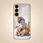 Samsung Galaxy A56 5G Bal Krishna Blessings Gold Electroplated Glass Phone Back Case