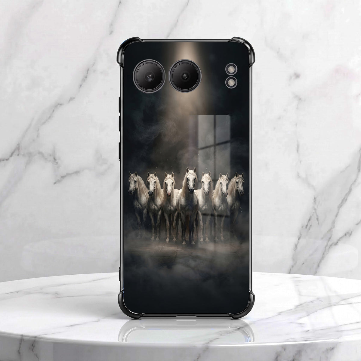 One Plus Nord 4 5G Running Horses Black Airbags Printed Back Case