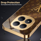 Redmi Note 15 Pro+ 5G LV Brown Monogram Gold Electroplated Glass Phone Back Case