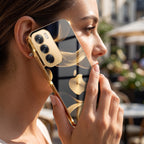 Oppo Reno 12 Pro 5G Luxury Wave Gold Electroplated Glass Phone Back Case