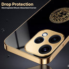 Oppo Reno 15 5G Medusa Head Gold Electroplated Glass Phone Back Case