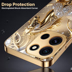 OnePlus Nord 6 5G Luxury Horse Texture Gold Electroplated Glass Phone Back Case