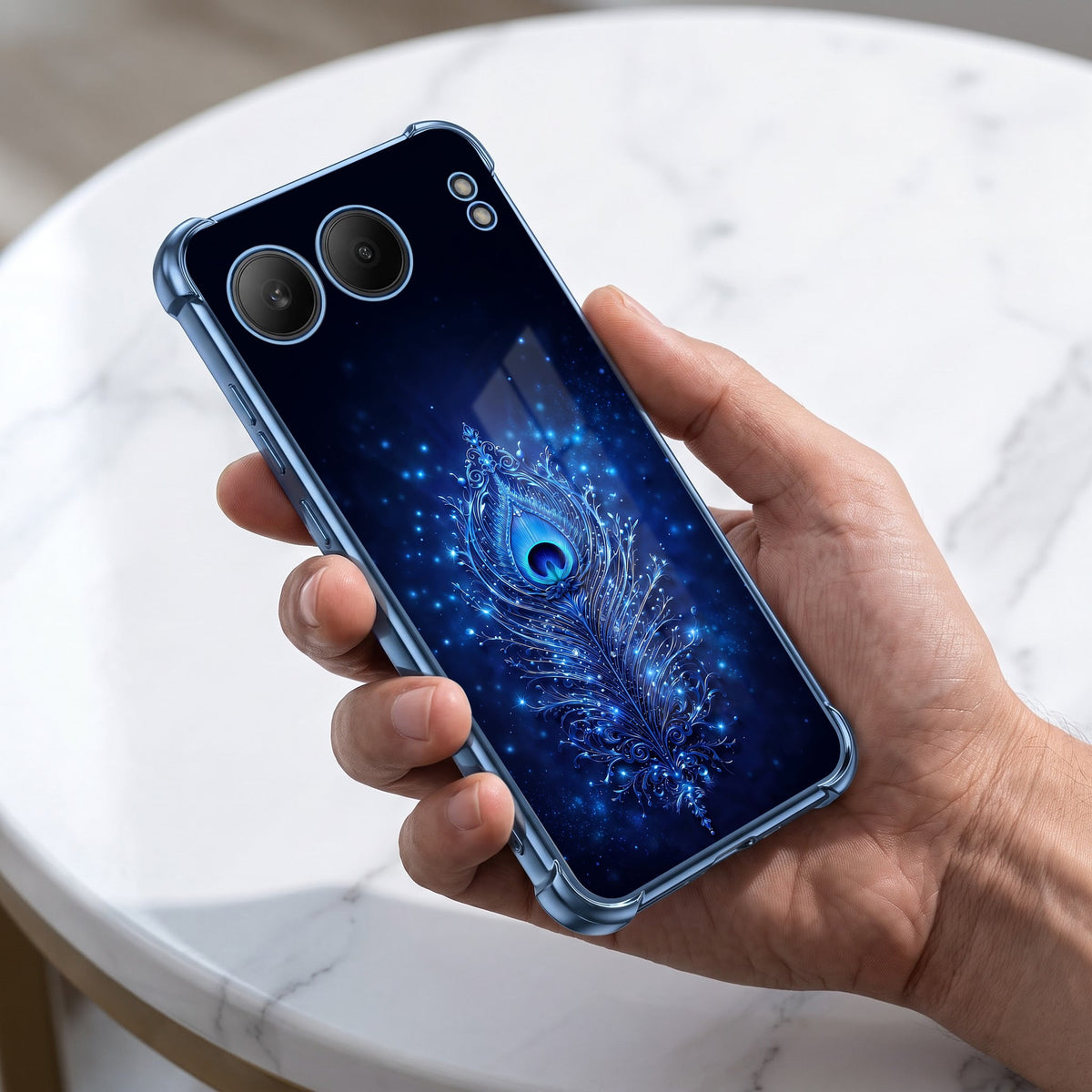 One Plus Nord 4 5G Premium Peacock Feather Blue Airbags Printed Back Case