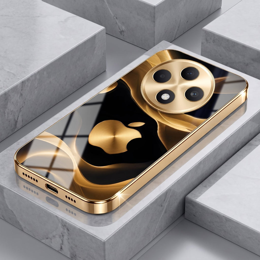 Oppo F27 Pro+ 5G Luxury Wave Gold Electroplated Glass Phone Back Case
