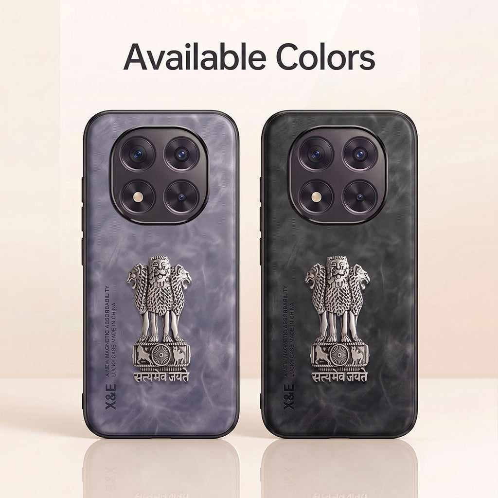 Redmi Note 14 Pro+ 5G Metal Emblem Satyamev Jayate Comfortable Sheepskin Phone Case