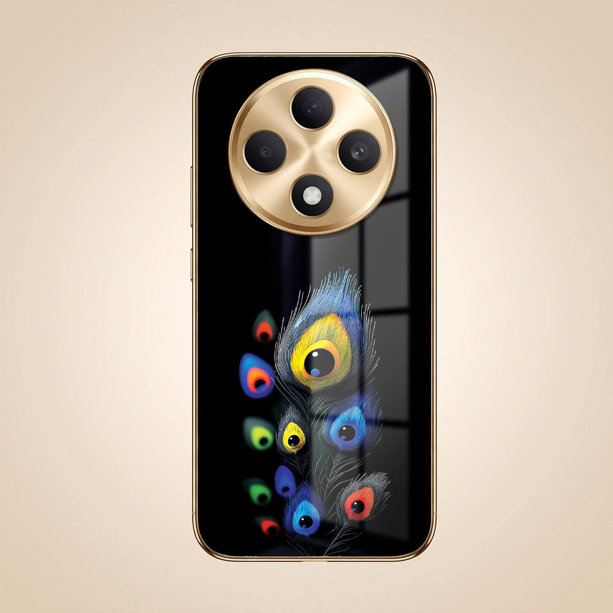 Oppo F27 Pro+ 5G Multi-Feather Peacock Gold Electroplated Glass Phone Back Case