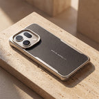 Oppo Find X9 Pro 5G Premium Leather-Style Phone Case with Chrome Finish Frame Elegant Protective Cover