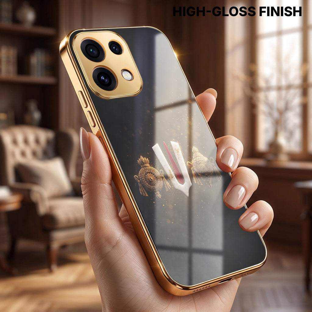 Oppo Reno 16C 5G Royal Heritage Edition Gold Electroplated Glass Phone Back Case