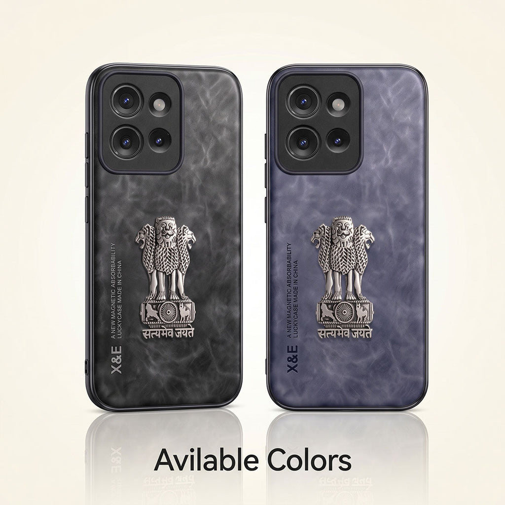 Motorola Edge 50 5G Metal Emblem Satyamev Jayate Comfortable Sheepskin Phone Case