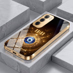 Oppo Reno 12 Pro 5G God’s Plan Evil Eye Gold Electroplated Glass Phone Back Case