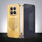 Redmi Note 15 Pro+ 5G Golden Tiger Face Gold Electroplated Glass Phone Back Case