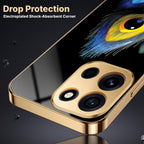 OnePlus Nord 6 5G Multi-Feather Peacock Gold Electroplated Glass Phone Back Case