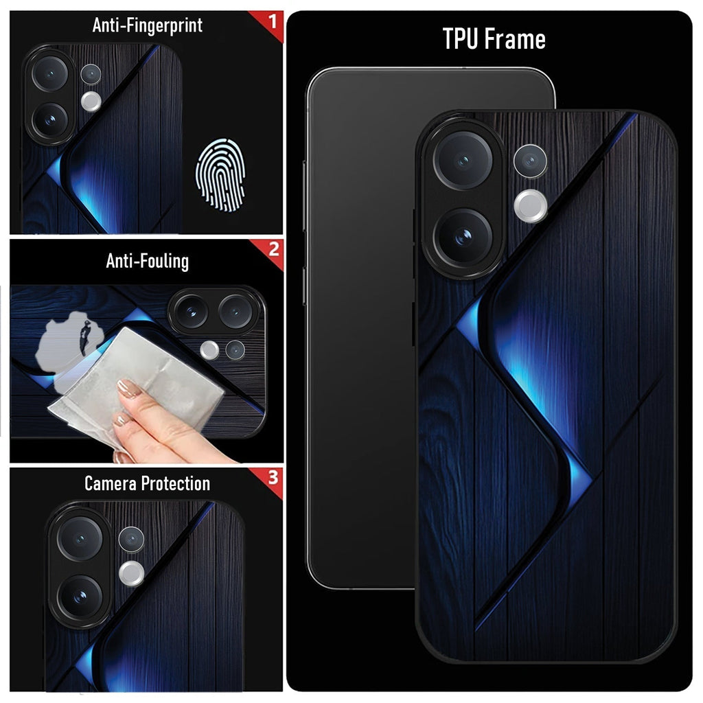 Vivo V60 5G Premium Acrylic Shockproof Glass Back Case ( Blue Gradient )