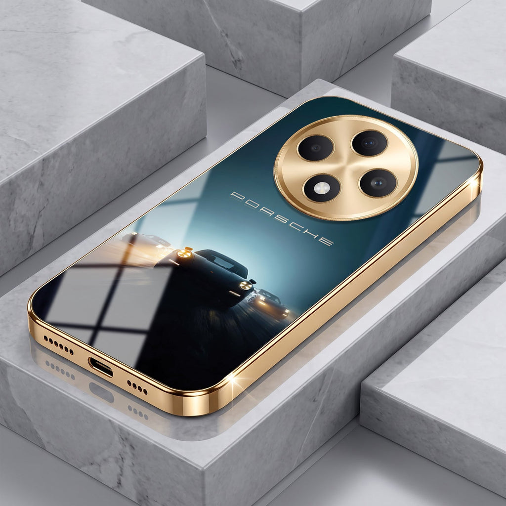 Oppo F27 Pro+ 5G Porsche Luxury Gold Electroplated Glass Phone Back Case