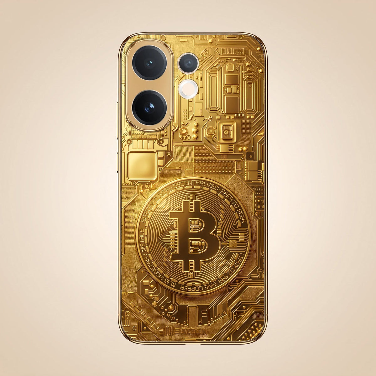 Vivo T4 Pro 5G Bitcoin Gold Electroplated Glass Phone Back Case