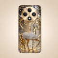 Oppo F27 Pro+ 5G Luxury Horse Texture Gold Electroplated Glass Phone Back Case