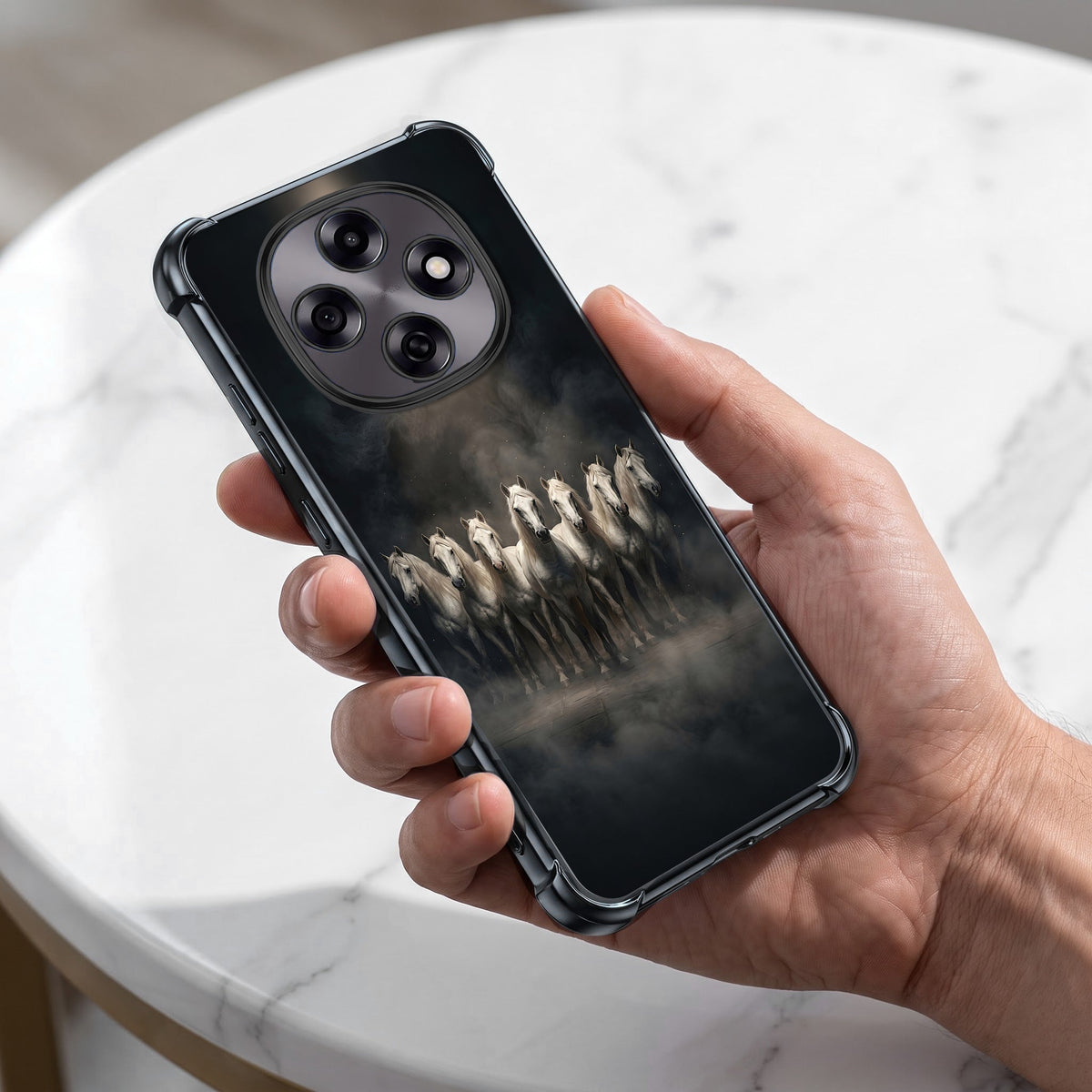 Oppo F31 Pro 5G Running Horses Black Airbags Printed Back Case