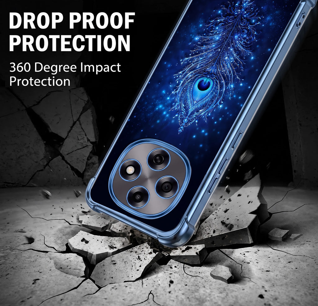 Oppo F31 Pro 5G Premium Peacock Feather Blue Airbags Printed Back Case