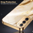 Oppo Reno 12 Pro 5G Marvel Texture Gold Electroplated Glass Phone Back Case