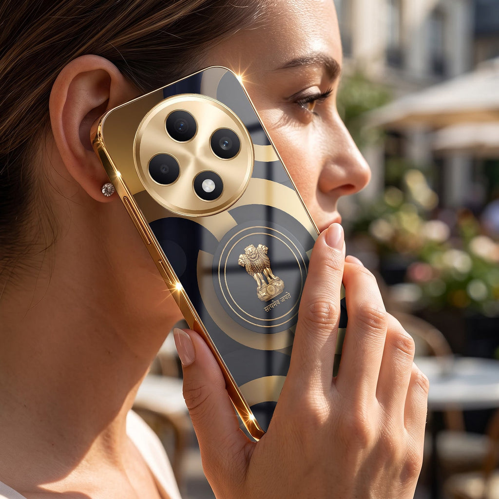 Oppo F27 Pro+ 5G Royal Emblem Gold Electroplated Glass Phone Back Case