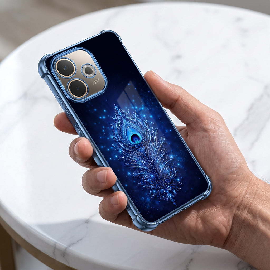 Oppo A5 Pro 5G Premium Peacock Feather Blue Airbags Printed Back Case