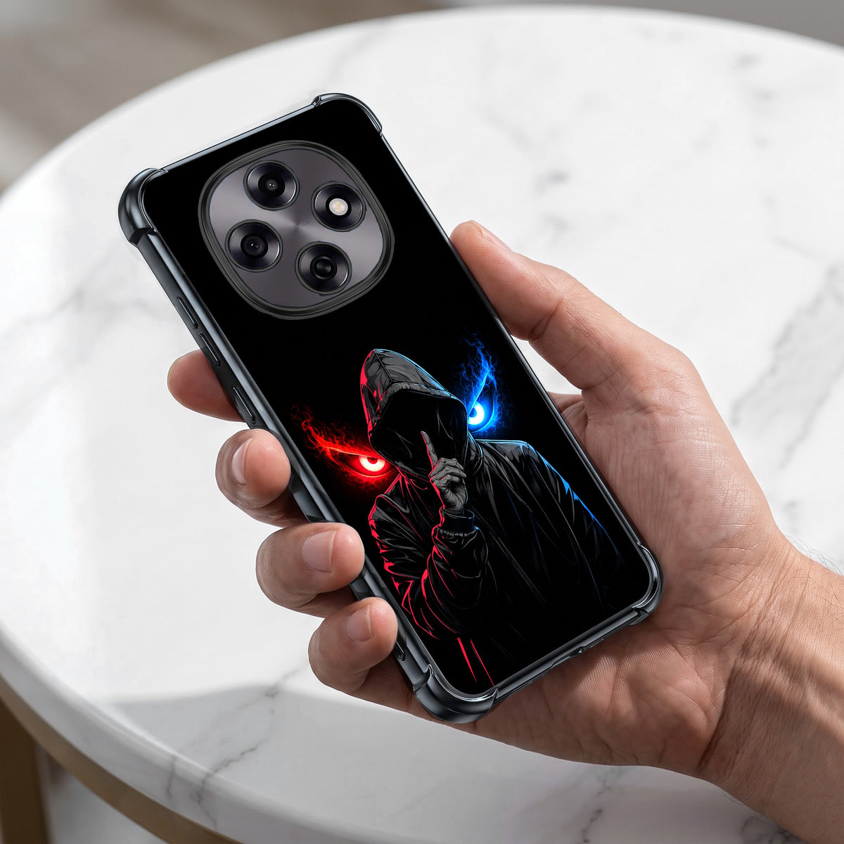 Oppo F31 Pro 5G Hooded Shadow Demon Black Airbags Printed Back Case