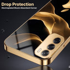 Oppo Reno 12 Pro 5G Luxury Wave Gold Electroplated Glass Phone Back Case